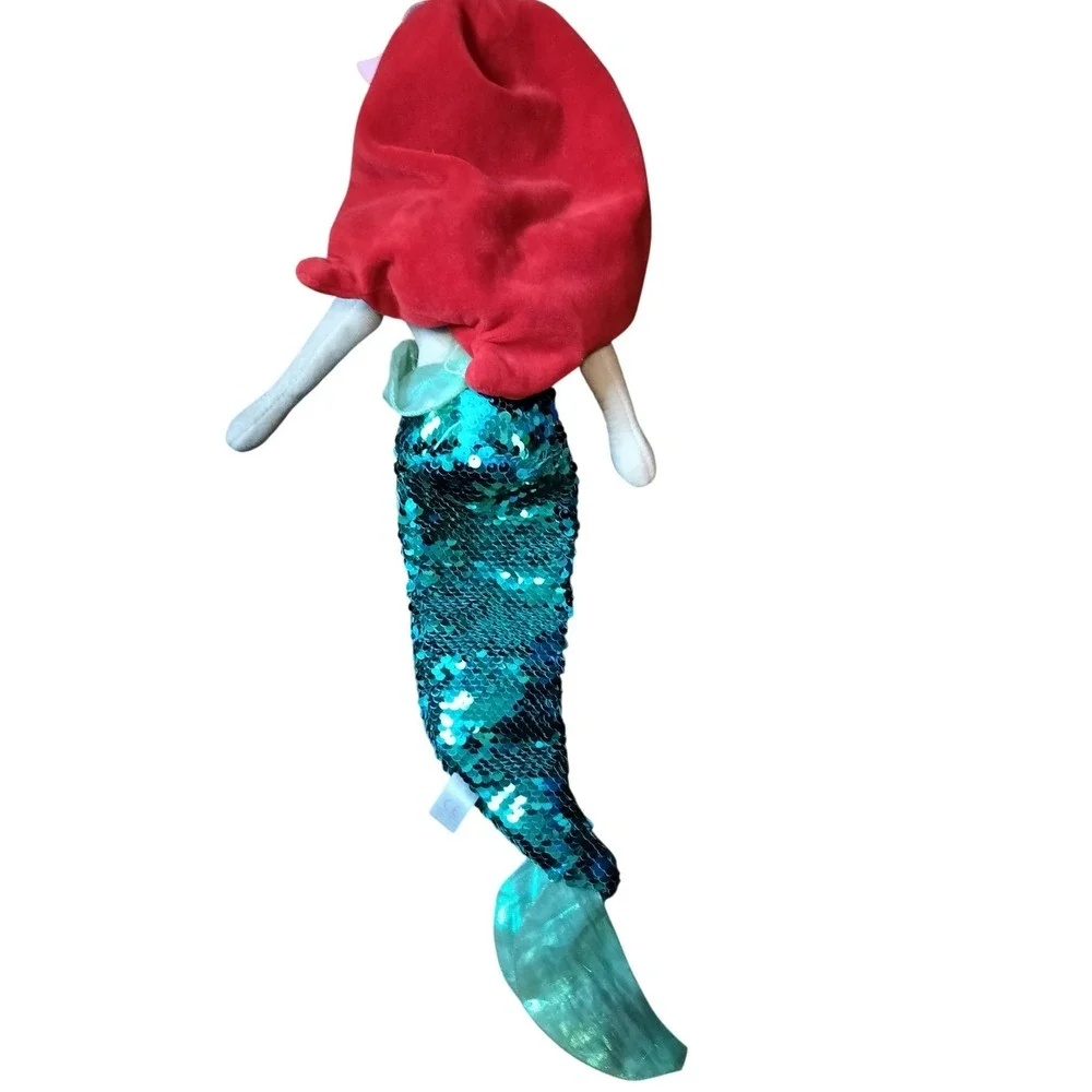 Disney The Little Mermaid Ariel 18 in Plush Doll Mermaid Sequin Tail Sparkle Bow